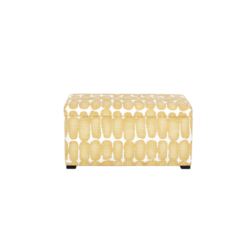 Birney Upholstered Storage Bench, Yellow/White