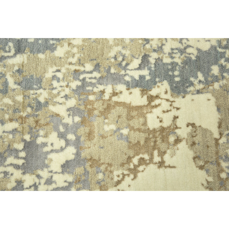 Tapis beige / gris en laine Power Loom, Rectangle 5 pi x 8 pi