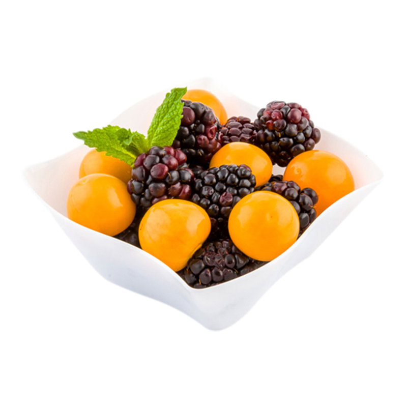 Restaurantware-3.3 x 3.3 x 1.4 Inch Dessert Plates, 100 Small Cocktail Plates - Square, Wavy Edges, White Plastic Disposable Appetizer Plates, Holds Entrees, For Wedding, Or Birthday Parties