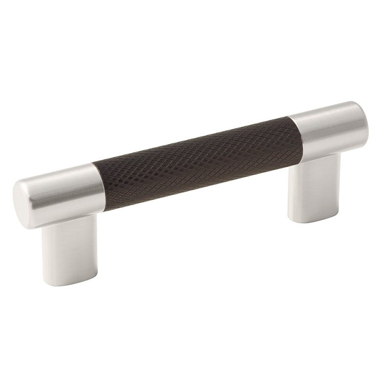 Esquire 3 inch or 3-3/4 inch (76mm or 96mm) Center-to-Center Satin Nickel/Oil-Rubbed Bronze Cabinet Pull, 3"