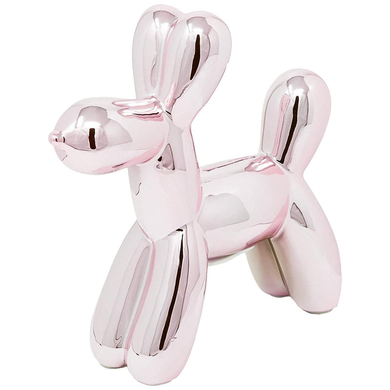 Porum Interior Illusions Plus Ceramic Dog Piggy Bank, Pink, 7.5" H x 2" W x 7.5" D