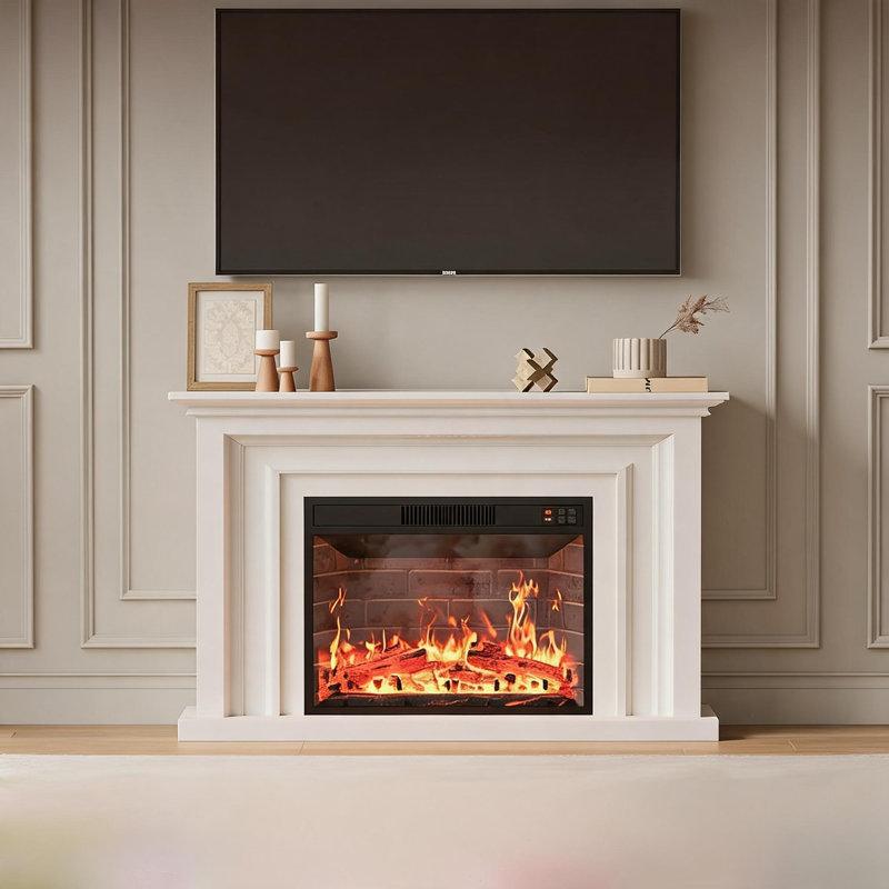 Cheminée électrique murale et encastrée de 23 pouces, 3 couleurs de flamme, 750 W/1500 W, écran tactile et télécommande, minuterie de 8 heures pour chambres, salons et intérieurs de VR