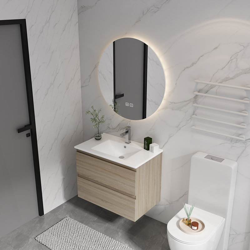 Wall-Mounted Bathroom Vanity With Ceramic Sink