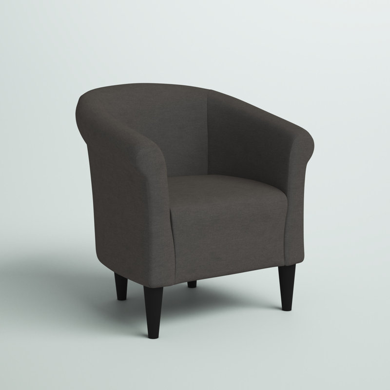 Fauteuil demi-tonneau de 31,5 po de largeur Liam, Toulan en sergé graphite