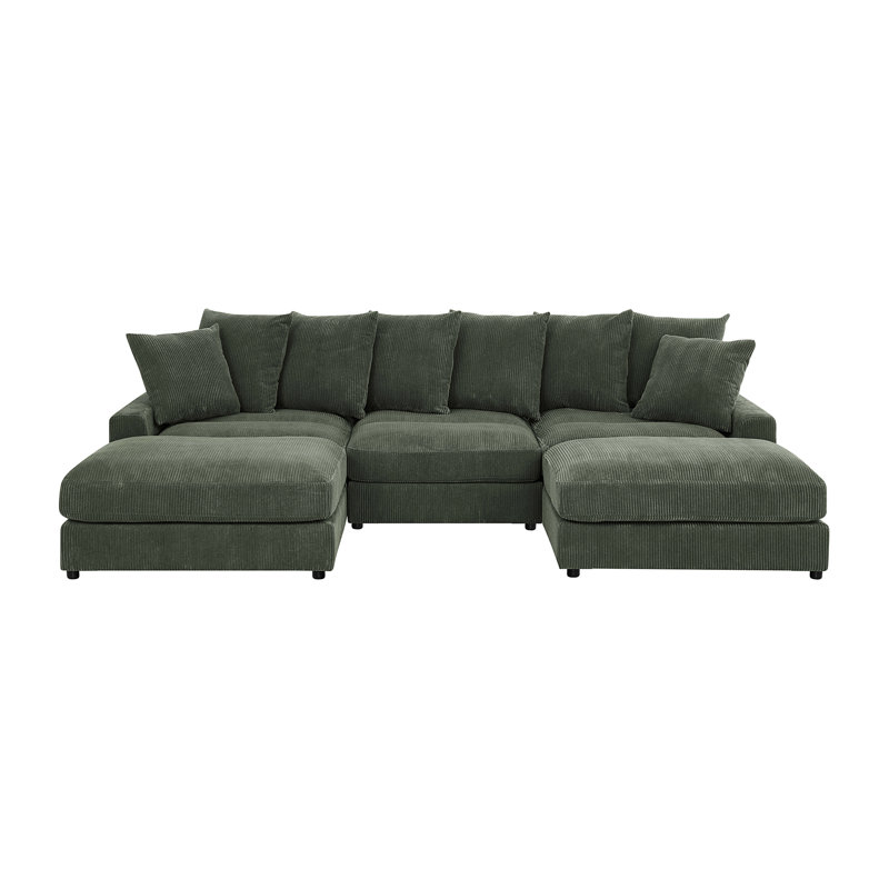 Canapé modulaire réversible d'angle avec repose-pieds, Vert antique