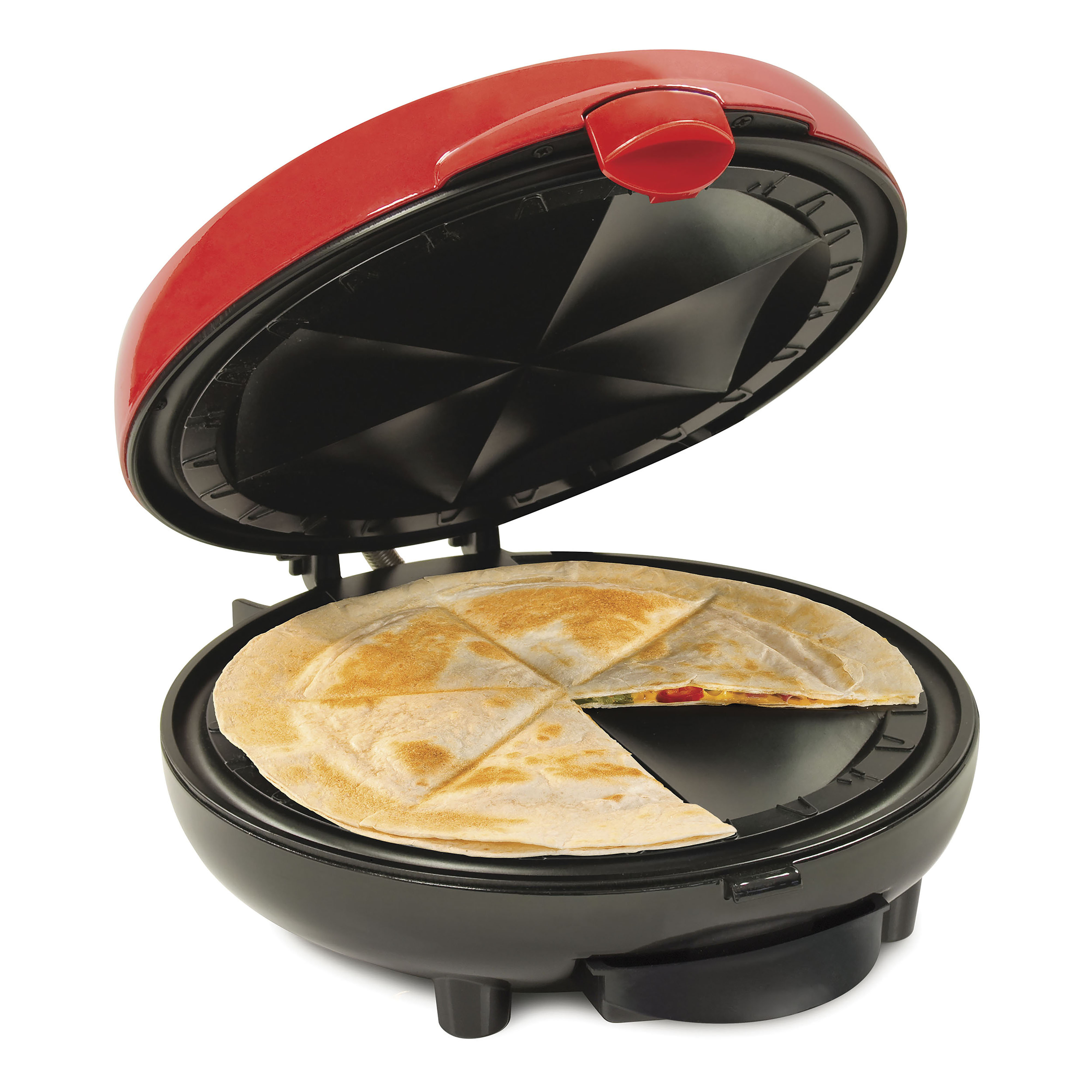 Nostalgia EQM200 6-Wedge Electric Quesadilla Maker with Extra Stuffing  Latch 