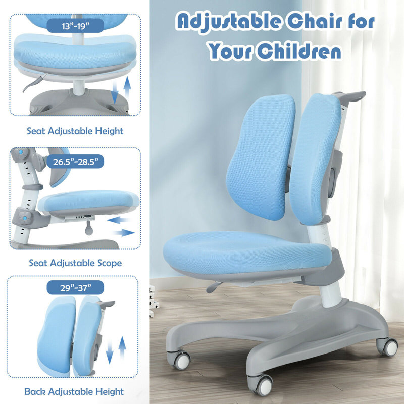 Chaise de bureau pour enfants Fulcher, Bleu