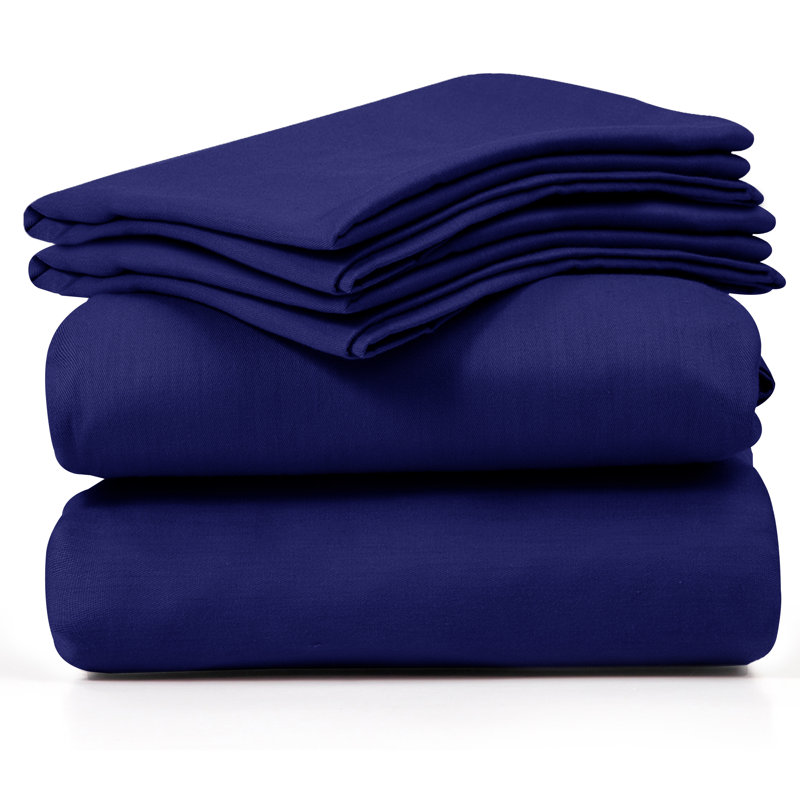 Ensemble de literie 4 pièces Luxury, Bleu marine, Très grand