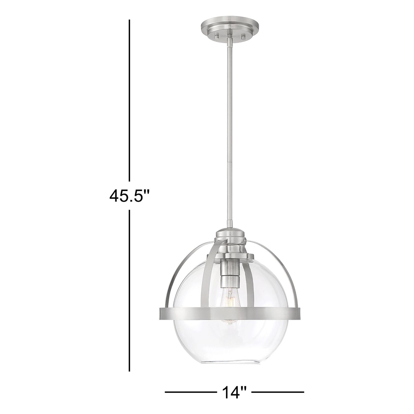 Single Light Glass Dimmable Pendant, Satin Nickel