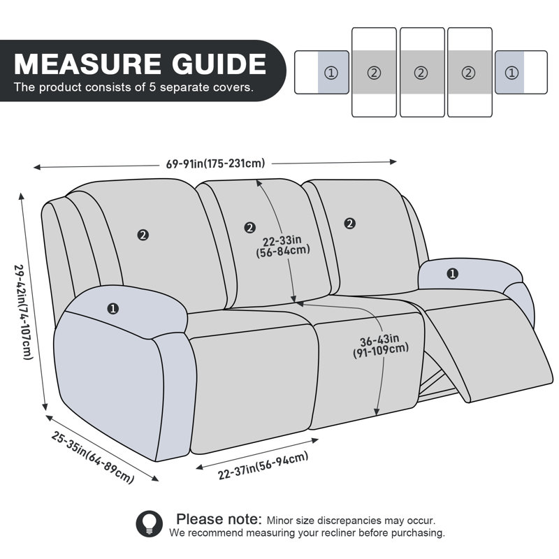 Housse pour fauteuil inclinable et extensible 3 places Wald, Housse pour canapé inclinable
