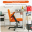 Fauteuil de bureau orange en velours orange avec accoudoirs croisés - élégant, confortable et ergonomique pour le bureau à domicile, les jeux et le maquillage-1357129327
