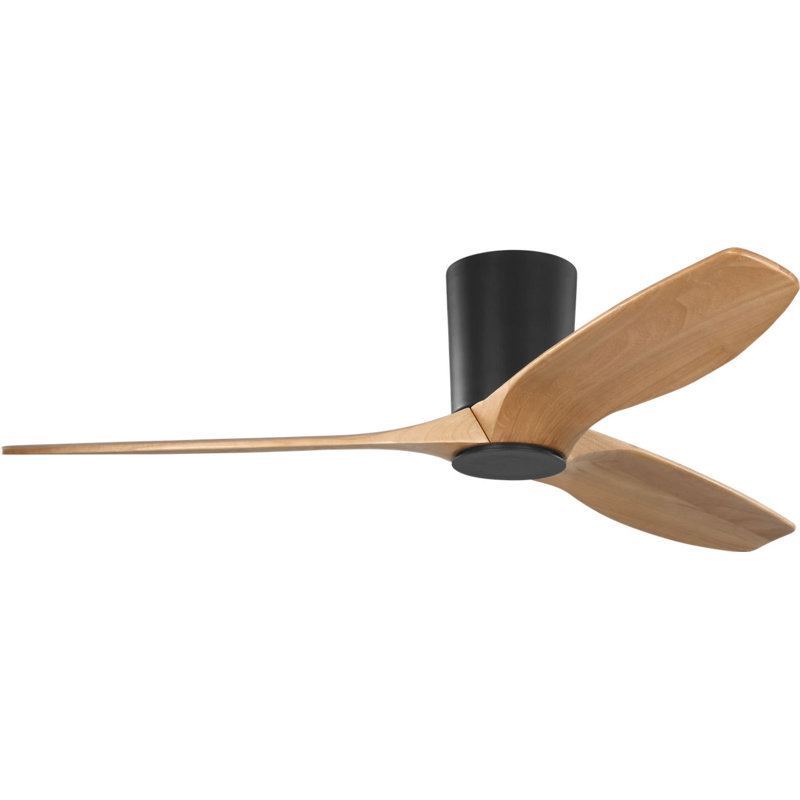Seyra Smart Hugger LED Ceiling Fan, Natural Honey, Midnight Black, 52" Wide