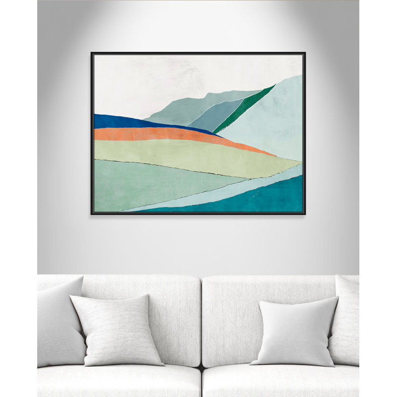 Camuto Hills Beneath R mobile Sun - reproduction d'art, Toile avec cadre noir, H 31,5 po x l 41,5 po x P 2 po