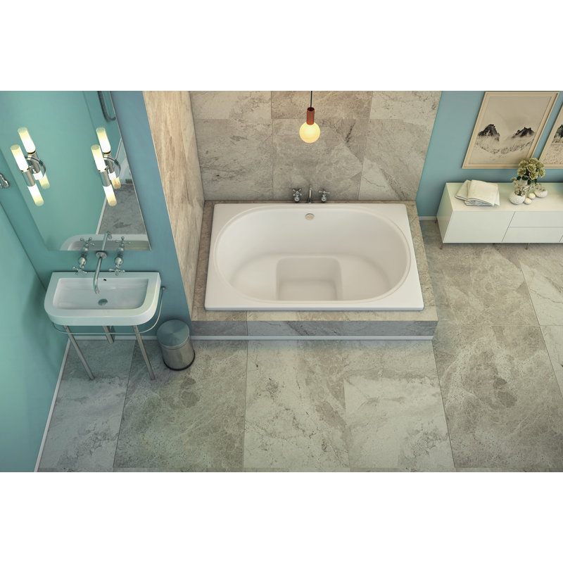 Honolua 60" x 40" Drop In Deep Combination Acrylic Bathtub with Integrated Seats, Biscuit