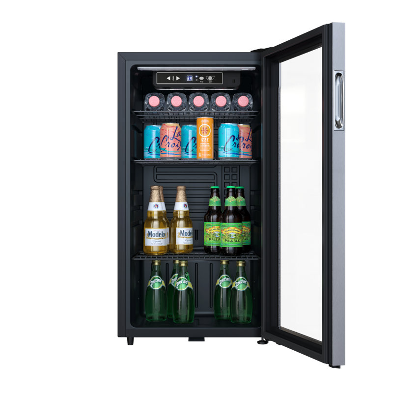 EdgeStar 17.5'' W Freestanding 80 Cans (12 oz.) 3.10 Cubic Feet Beverage Cooler with Wine Storage and Glass Door