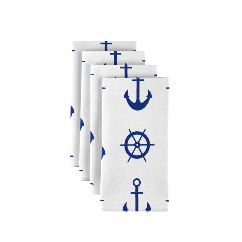 Nautical Anchors & Wheels 18" Polyester Cloth Dinner Napkin