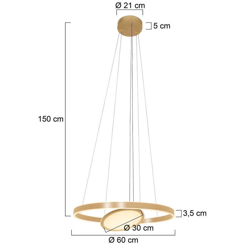 Ashlinn 3 - Light Geometric LED Chandelier, Gold