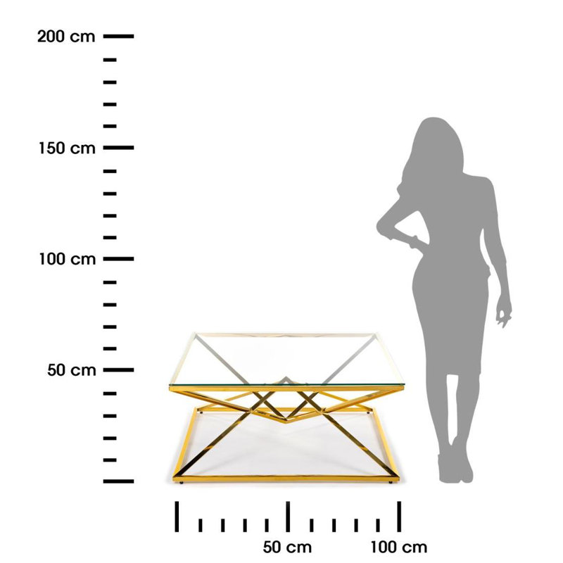 Amesville Frame Coffee Table, Clear Top/Gold Base