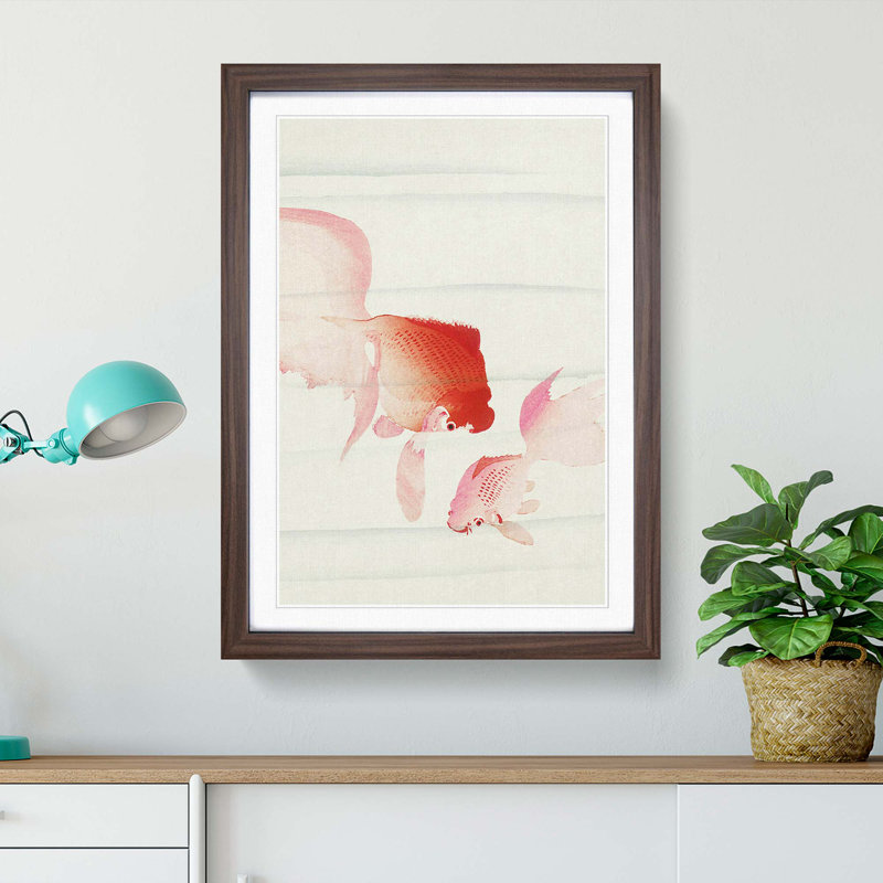 Goldfish by Ohara Koson - Framed Print, 36cm H x 27cm W x 2cm D, Walnut Framed