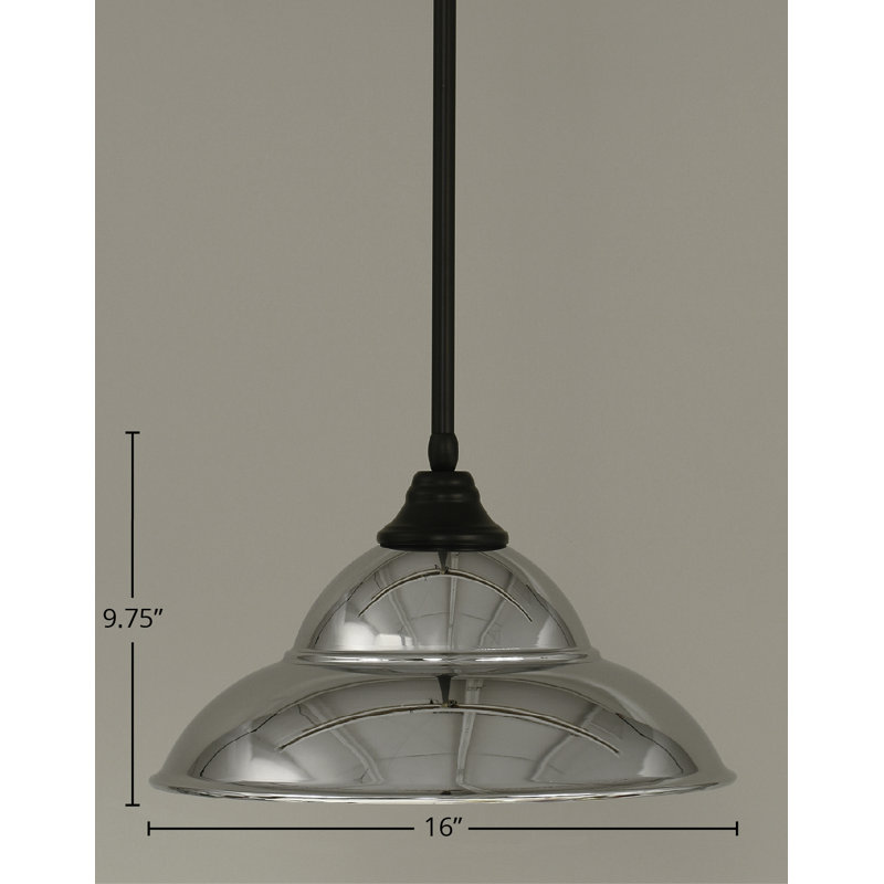 Luminaire suspendu à tige double avec abat-jour en métal 16 po Congdon, Chrome
