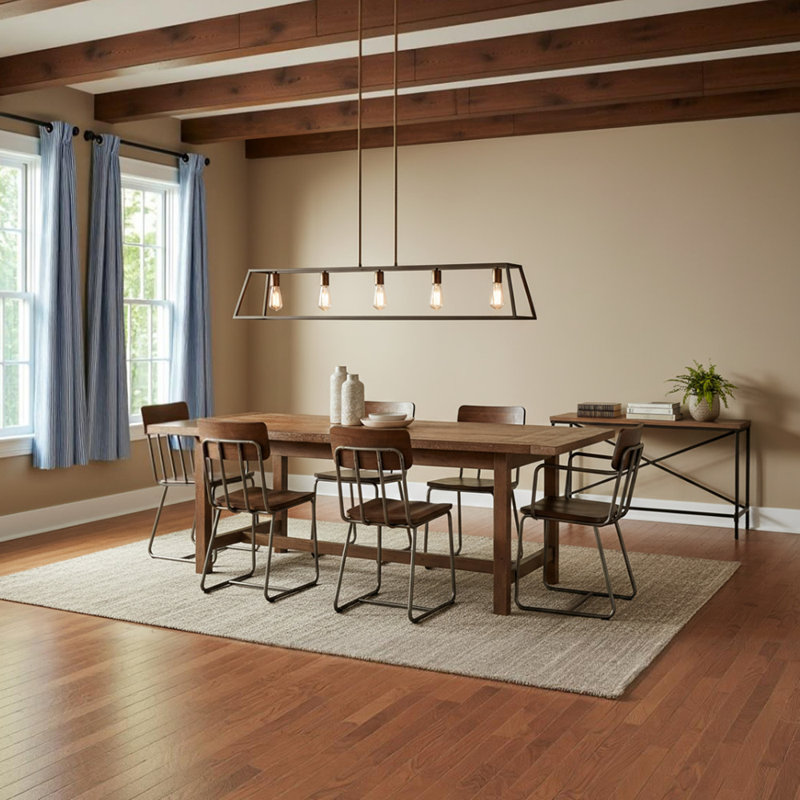 Burley Oak 5 - Light Kitchen Island Pendant, Bronze Brass