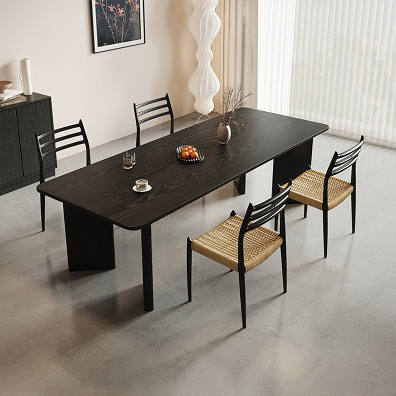 Carbonized solid wood table set, 29.52"H x 78.74"L x 31.49"W