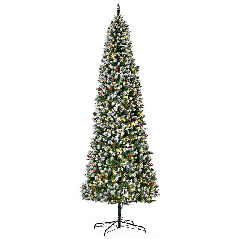 Arbre de Noël artificiel pré-éclairé enneigé, 8'10"