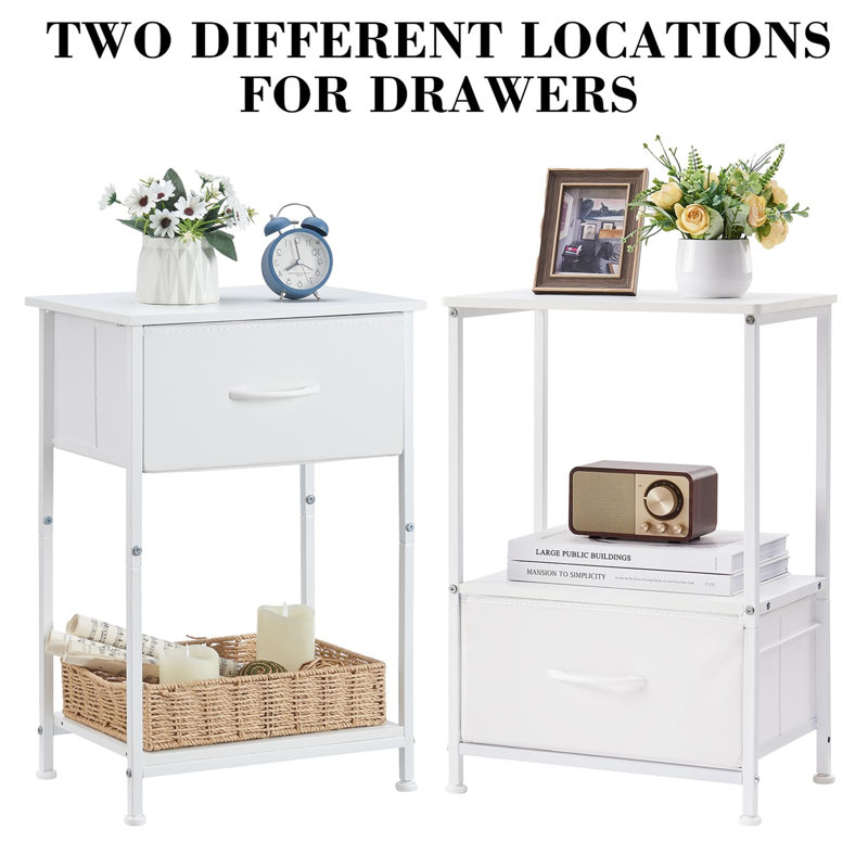 Table de bout Jazella, Blanc, Blanc