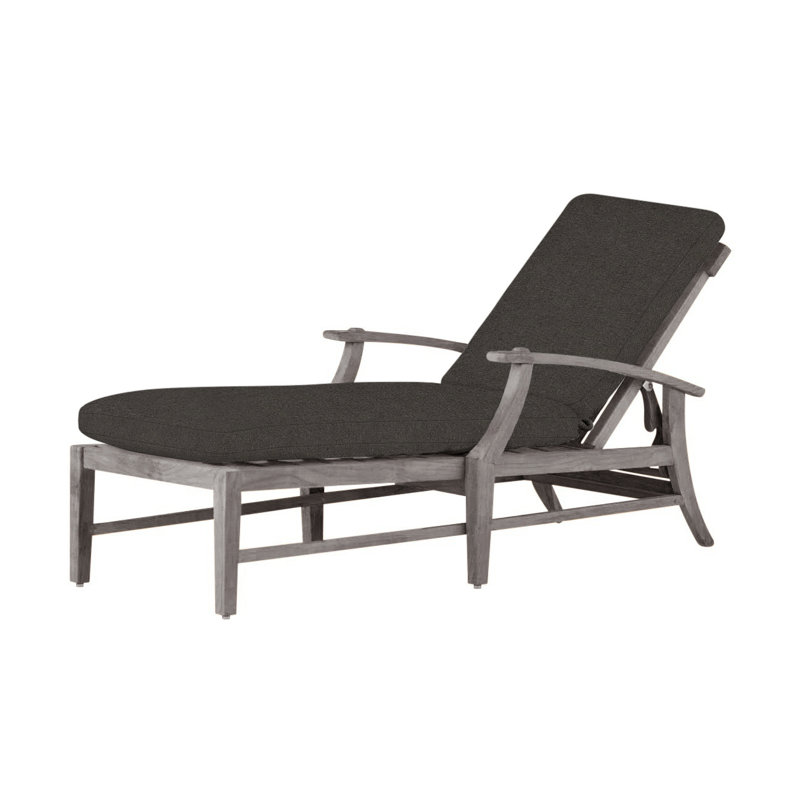 Croquet Teak Chaise Without Wheel - Oyster, No Welt, Oyster Teak, Verona Fossil