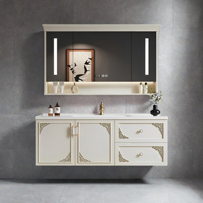 Armoire de salle de bain crème