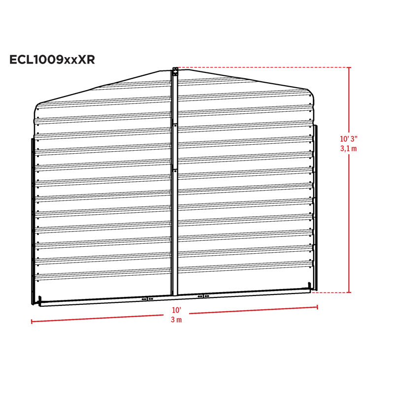 10X9 Rear Wall Kit For Steel Carport, White, 123.15" H x 120" W x 0.88" D