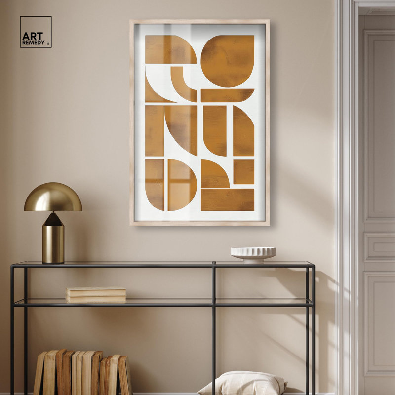Décoration murale bohème «Lost Shapes II» par Art Remedy, cadre blond, 25 x 37, H 37 po x l 25 po, Cadre blond