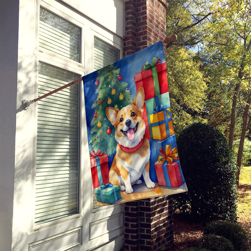 Drapeau de Noël maison de renne, Corgi
