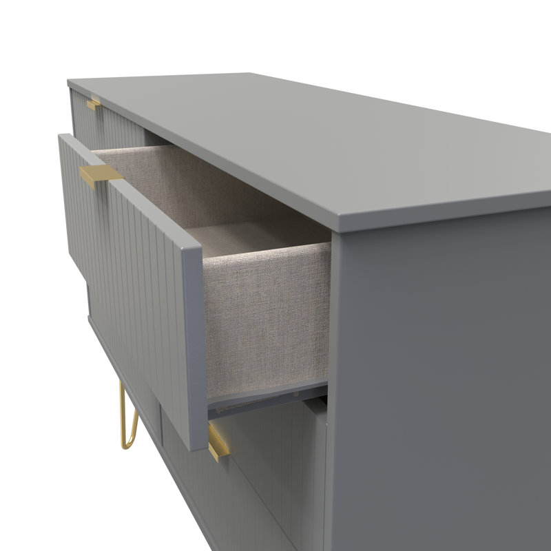 Fully Assembled Amilyn 6 Drawer 112Cm W Double Dresser, Dusk Grey