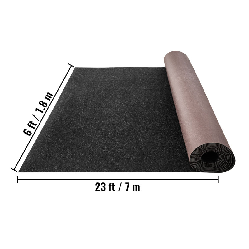 Rouleau de tapis marin noir anthracite de qualité supérieure - envers TPR imperméable et surface texturée antidérapante pour la terrasse, le patio et le porche