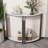 39.4" 2-Tier Half-Moon Sinter Stone Console Table With Black Metal Frame