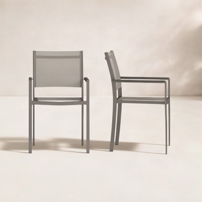 Pangea Home Aynura Modern Outdoor Aluminum Dining Chairs with Quick-Dry Mesh