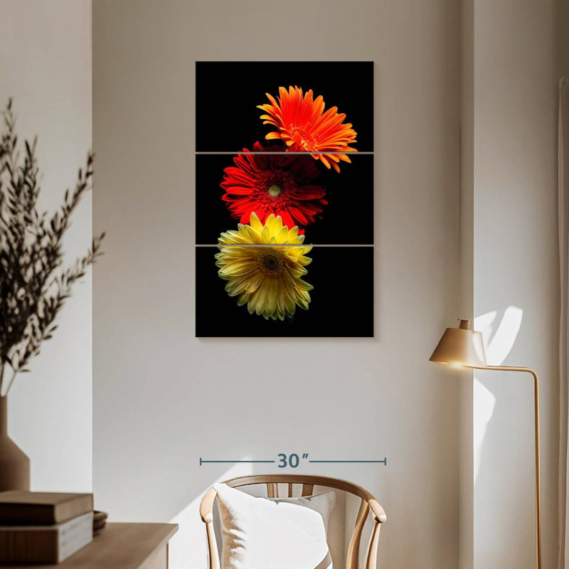 Harnek Three Luminuous Daises, 57" H x 36" W