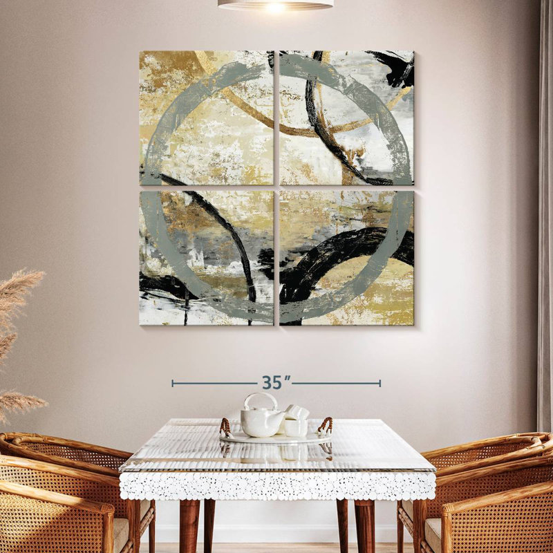 Avery Gold And Black Rings, 45'' H x 45'' W