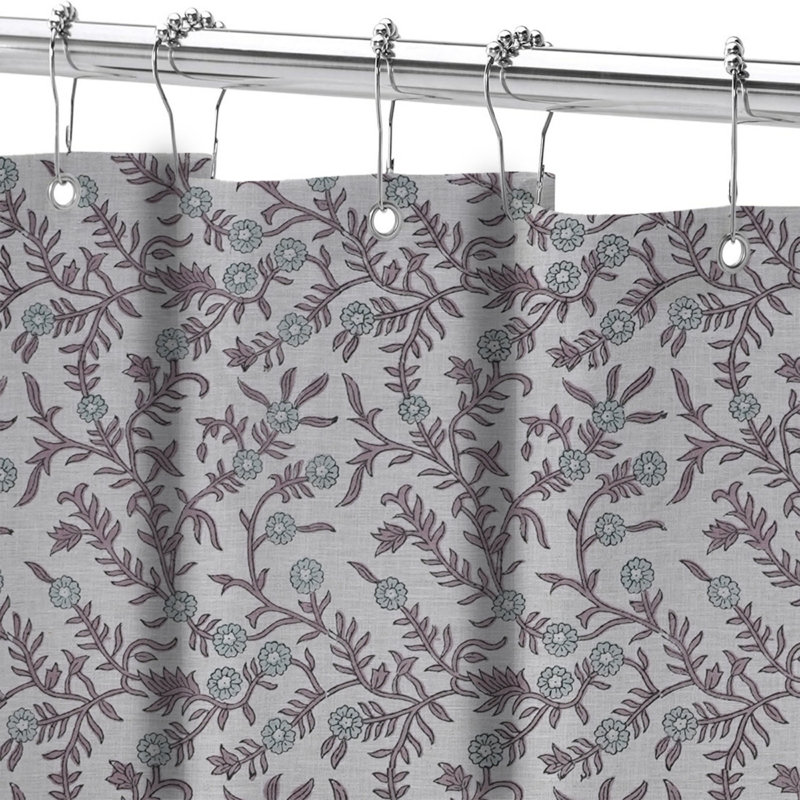  Rideau de salle de bain en lin Block Block | Fibre naturelle | Panneau de douche Boho Chic, Shehjan, mauve
