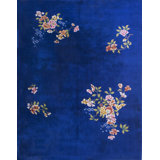 1930s Chinese - Art Deco Wool Room Size Knotted Antique Rectangle Rug