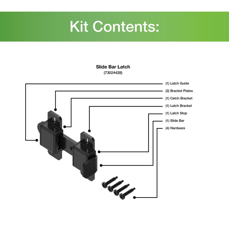 Black Steel Manual Slide Bar Gate Latch