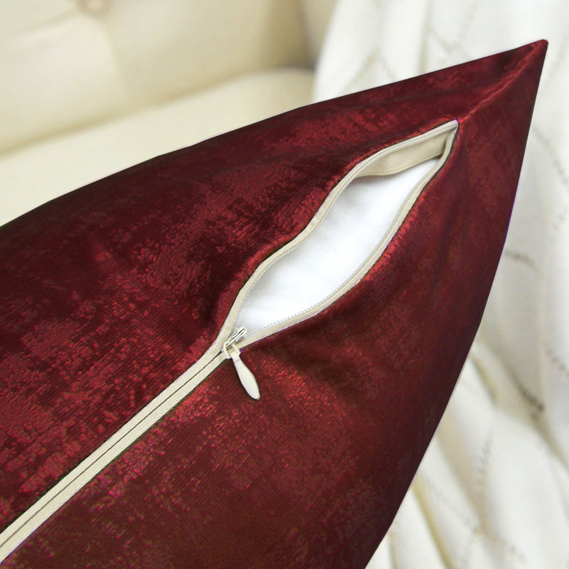 Ruby Wine Textured Velvet Square Throw Pillow Set