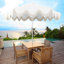 Parasol d'extérieur à frange bohémienne de 9 pi avec manivelle et inclinaison Collins, auvent blanc résistant aux rayons UV, mât blanc-1422570732-1412435110