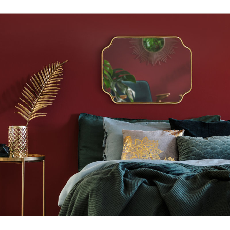 Aransa Scalloped Rectangle Wall Mirror, 24" x 18", Gold