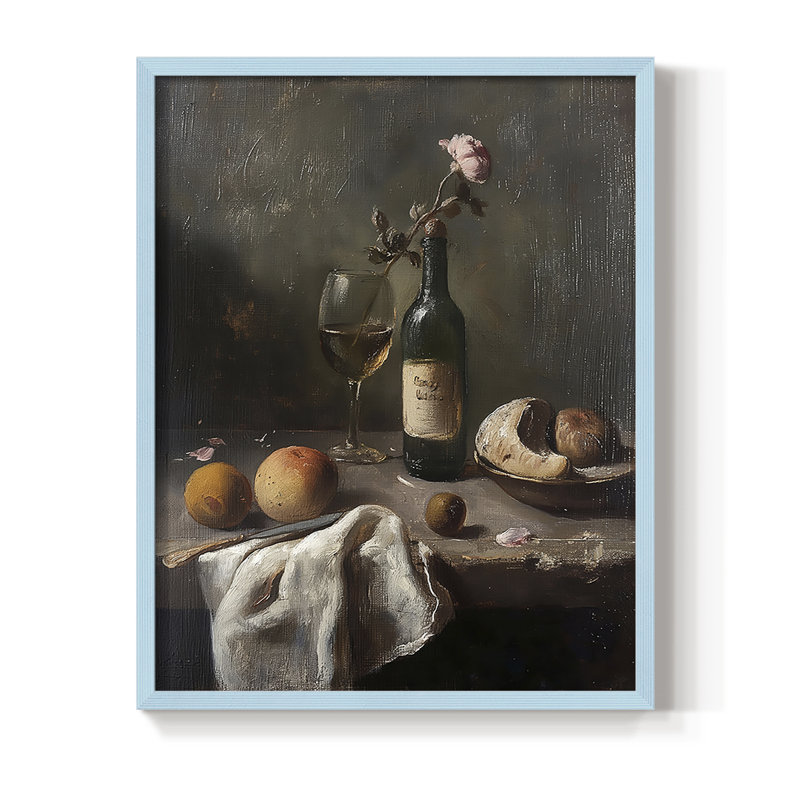 Reproduction encadrée FLORAL Series DCCxxv - bois massif, Bleu, H 15 po x l 12 po