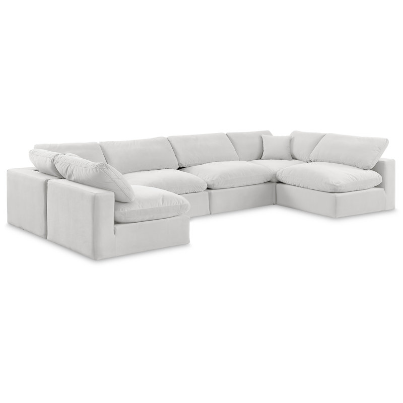 Canapé modulaire réversible en velours Hrannar, Velours crème