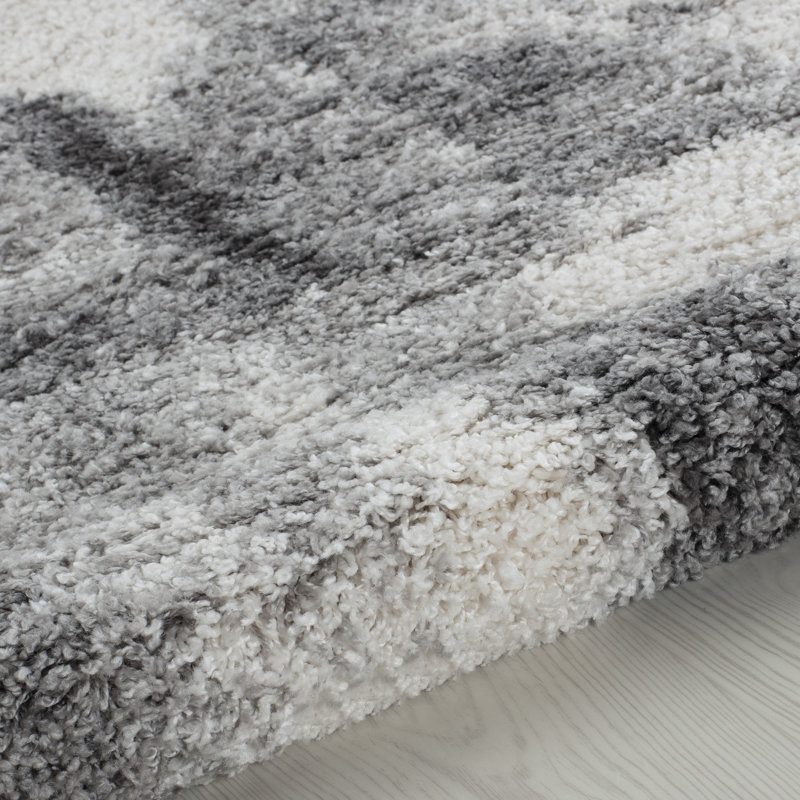 Alban Abstract Shag Charcoal Area Rug, Rectangle 6'6" x 9'6"