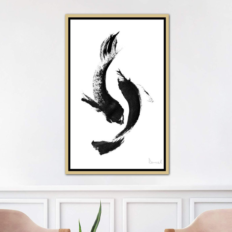 « Koi » par Dan Hobday-impression, H 26 po x l 18 po x P 1,5 po, Toile encadrée d'or