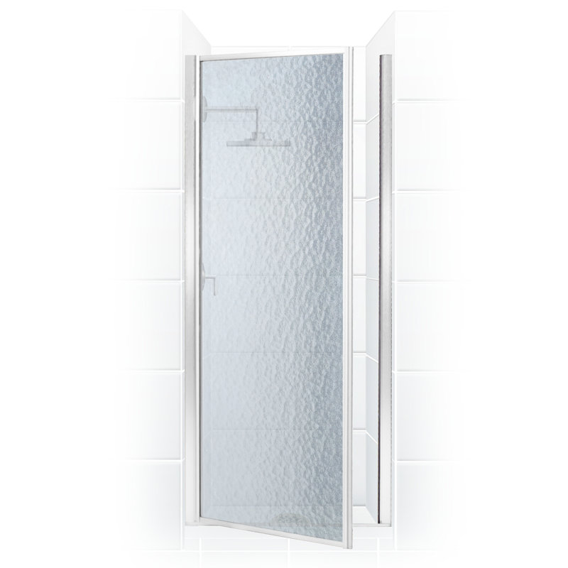Legend Series 32.63'' W x 68'' H Hinged Framed Shower door, Brite Silver (Chrome), Standard Obscure / Aquatex